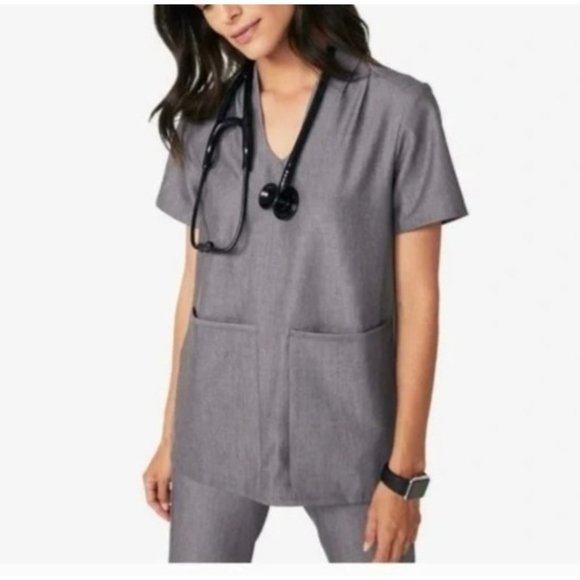 FIGS Banepa Scrub Top Graphite - Picture 1 of 11